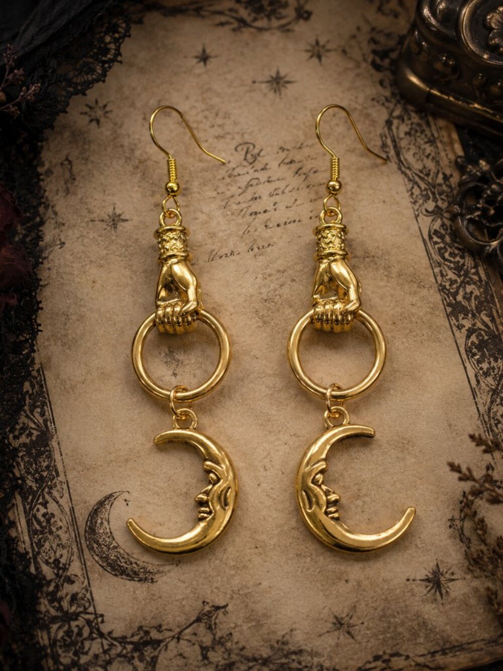 The Keeper of the Moonlight™ Gold Celestial Moon Earrings